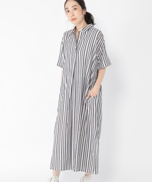 studio CLIP（スタディオクリップ）の「ドビーストライプシャツワンピース（シャツワンピース・レディース・ブラック/ブルー/グリーン・FREE）」の22枚目の写真