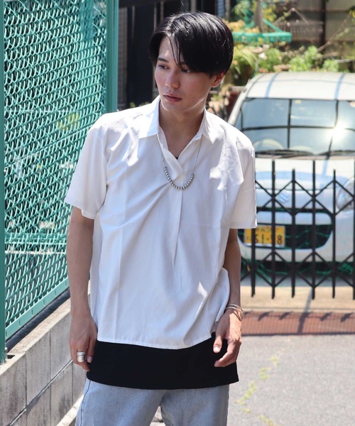 ARCHIVER（アーカイバ）の「【Bl】【LAnGe】スキッパーシャツ（シャツ/ブラウス・メンズ・ホワイト/ブラック/カーキ・MEDIUM/X-LARGE/LARGE）」の2枚目の写真