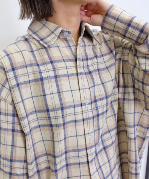 MLI'A（エムリア）の「チェックシャツ（シャツ/ブラウス・レディース・ブラック/ベージュ・M）」の12枚目の写真