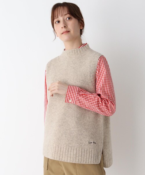 LAURA ASHLEY(ローラアシュレイ)の「ウールニットベスト(ベスト・レディース・ネイビー/ベージュ/グレー・38)」の1枚目の写真