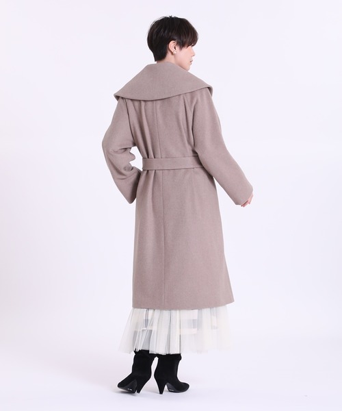 INED CLARO（イネドクラロ）の「【WEB限定】Super120'sショールカラーコート（ノーカラーコート・レディース・ネイビー/モカ/キャメル・11号/9号/7号）」の8枚目の写真