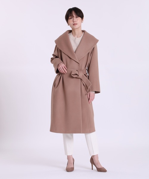 INED CLARO（イネドクラロ）の「【WEB限定】Super120'sショールカラーコート（ノーカラーコート・レディース・ネイビー/モカ/キャメル・11号/9号/7号）」の14枚目の写真