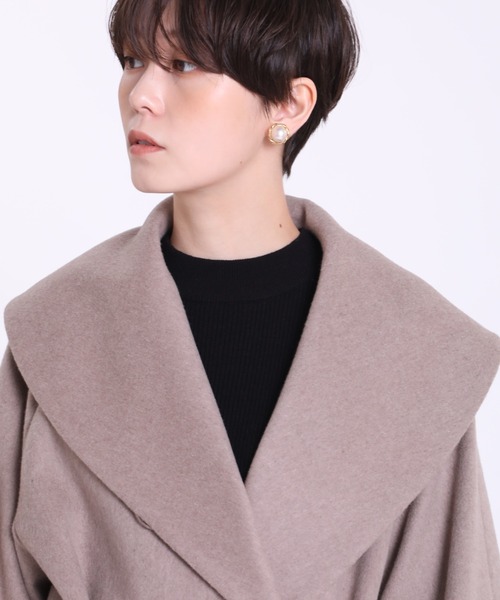 INED CLARO（イネドクラロ）の「【WEB限定】Super120'sショールカラーコート（ノーカラーコート・レディース・ネイビー/モカ/キャメル・11号/9号/7号）」の17枚目の写真