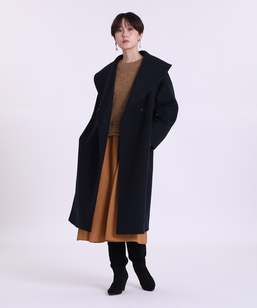 INED CLARO（イネドクラロ）の「【WEB限定】Super120'sショールカラーコート（ノーカラーコート・レディース・ネイビー/モカ/キャメル・11号/9号/7号）」の11枚目の写真
