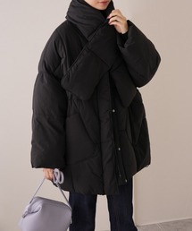 ファイバーダウンマフラー付きノーカラーコート S0723【IAMUSE】