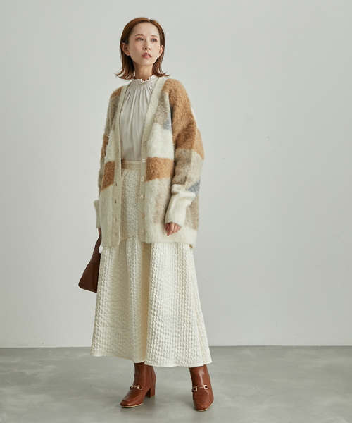 ROPE' PICNIC(ロペピクニック)の「【emur】シャギーニットインターシャーカーディガン(カーディガン/ボレロ・レディース・ライトグレー/ベージュ/グレー/ブルー・38)」の7枚目の写真