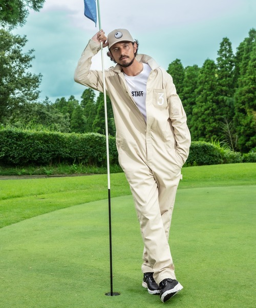 adidas（アディダス）の「ADICROSS キャディスーツ【adidas Golf/アディダスゴルフ】（つなぎ/オールインワン・メンズ・サンドベージュ・SMALL/X-LARGE/MEDIUM/XX-LARGE/XX-SMALL/X-SMALL/LARGE）」の5枚目の写真