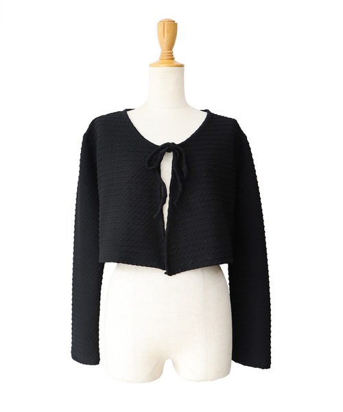 BLUEEAST（ブルーイースト）の「ケーブル柄リボンカーディガン（カーディガン/ボレロ・レディース・ブラック/ブラウン/アイボリー/グレー/ピンク/ベージュ/ブルー・MEDIUM）」の14枚目の写真