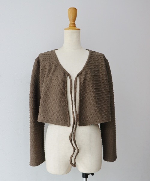 BLUEEAST（ブルーイースト）の「ケーブル柄リボンカーディガン（カーディガン/ボレロ・レディース・ブラック/ブラウン/アイボリー/グレー/ピンク/ベージュ/ブルー・MEDIUM）」の10枚目の写真