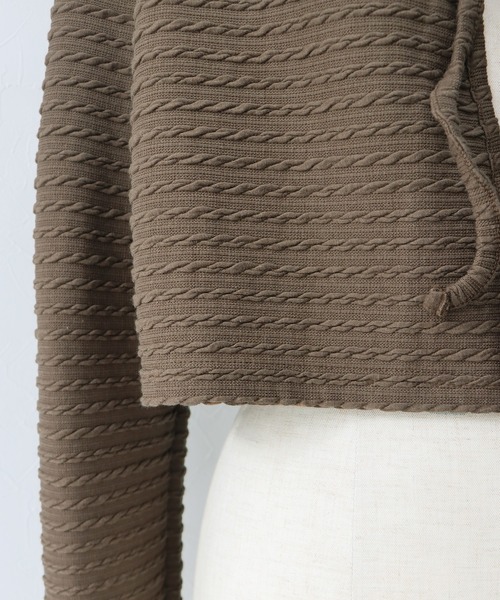 BLUEEAST（ブルーイースト）の「ケーブル柄リボンカーディガン（カーディガン/ボレロ・レディース・ブラック/ブラウン/アイボリー/グレー/ピンク/ベージュ/ブルー・MEDIUM）」の11枚目の写真
