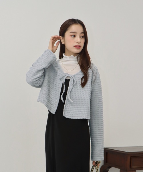 BLUEEAST（ブルーイースト）の「ケーブル柄リボンカーディガン（カーディガン/ボレロ・レディース・ブラック/ブラウン/アイボリー/グレー/ピンク/ベージュ/ブルー・MEDIUM）」の18枚目の写真