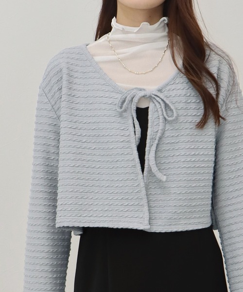 BLUEEAST（ブルーイースト）の「ケーブル柄リボンカーディガン（カーディガン/ボレロ・レディース・ブラック/ブラウン/アイボリー/グレー/ピンク/ベージュ/ブルー・MEDIUM）」の19枚目の写真