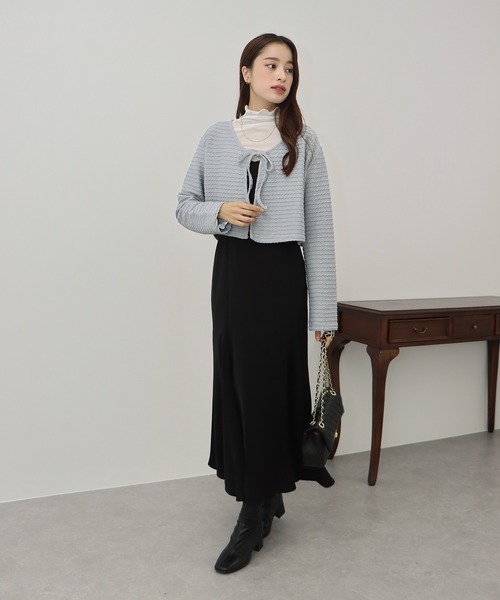 BLUEEAST（ブルーイースト）の「ケーブル柄リボンカーディガン（カーディガン/ボレロ・レディース・ブラック/ブラウン/アイボリー/グレー/ピンク/ベージュ/ブルー・MEDIUM）」の22枚目の写真