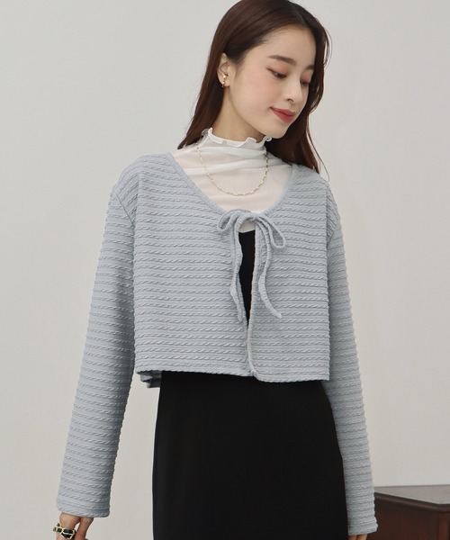BLUEEAST（ブルーイースト）の「ケーブル柄リボンカーディガン（カーディガン/ボレロ・レディース・ブラック/ブラウン/アイボリー/グレー/ピンク/ベージュ/ブルー・MEDIUM）」の16枚目の写真