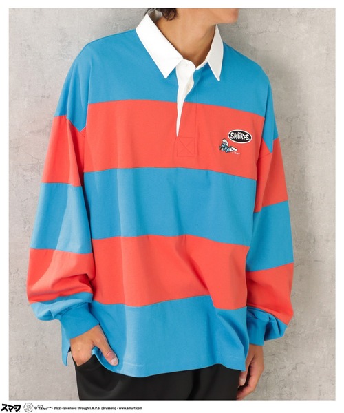 Mac-House（マックハウス）の「Smurf スマーフ ロングスリーブラガーシャツ（Tシャツ/カットソー・メンズ・ブルーグレー/ブルー/ブラック・M/L）」の3枚目の写真