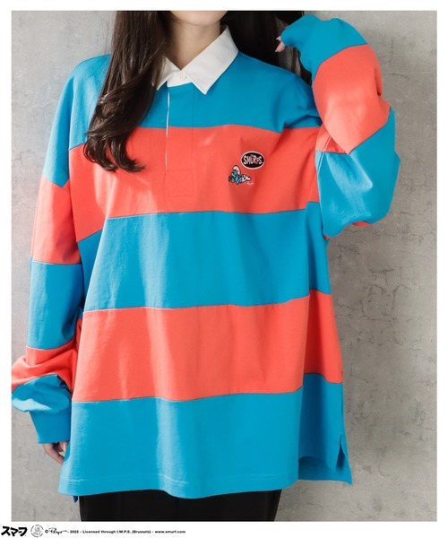 Mac-House（マックハウス）の「Smurf スマーフ ロングスリーブラガーシャツ（Tシャツ/カットソー・メンズ・ブルーグレー/ブルー/ブラック・M/L）」の7枚目の写真