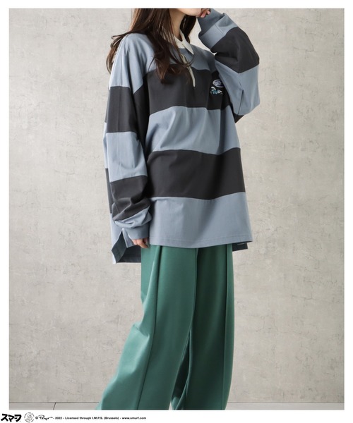 Mac-House（マックハウス）の「Smurf スマーフ ロングスリーブラガーシャツ（Tシャツ/カットソー・メンズ・ブルーグレー/ブルー/ブラック・M/L）」の6枚目の写真