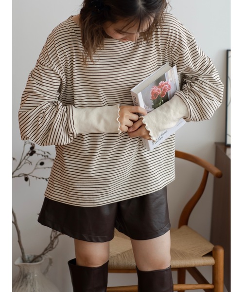 jumelle（ジュメロ）の「フェイクレザーショートパンツ（その他パンツ・レディース・ブラウン/アイボリー・FREE）」の2枚目の写真