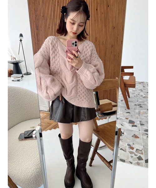 jumelle（ジュメロ）の「フェイクレザーショートパンツ（その他パンツ・レディース・ブラウン/アイボリー・FREE）」の15枚目の写真