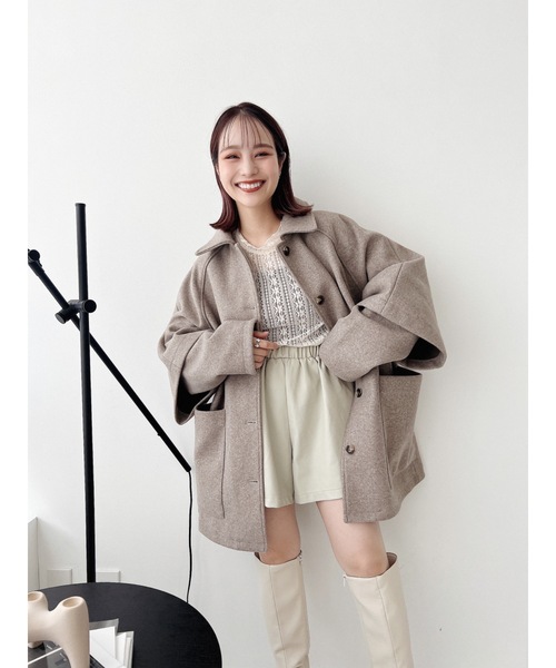 jumelle（ジュメロ）の「フェイクレザーショートパンツ（その他パンツ・レディース・ブラウン/アイボリー・FREE）」の5枚目の写真