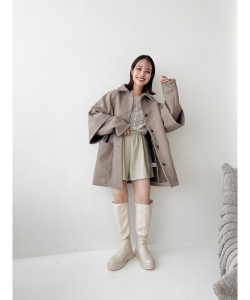 jumelle（ジュメロ）の「フェイクレザーショートパンツ（その他パンツ・レディース・ブラウン/アイボリー・FREE）」の7枚目の写真