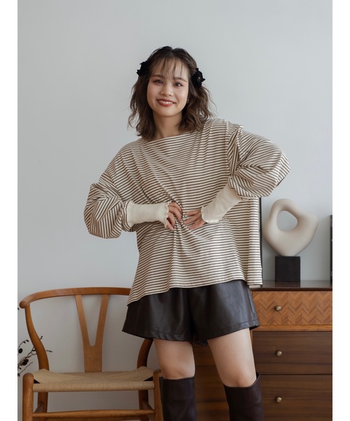 jumelle（ジュメロ）の「フェイクレザーショートパンツ（その他パンツ・レディース・ブラウン/アイボリー・FREE）」の3枚目の写真