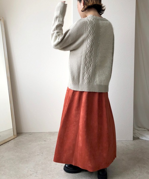 LHELBIE(レルビエ)の「フェザー切替ニットトップス(ニット/セーター・レディース・ブラック/グリーン/ベージュ・M)」の21枚目の写真