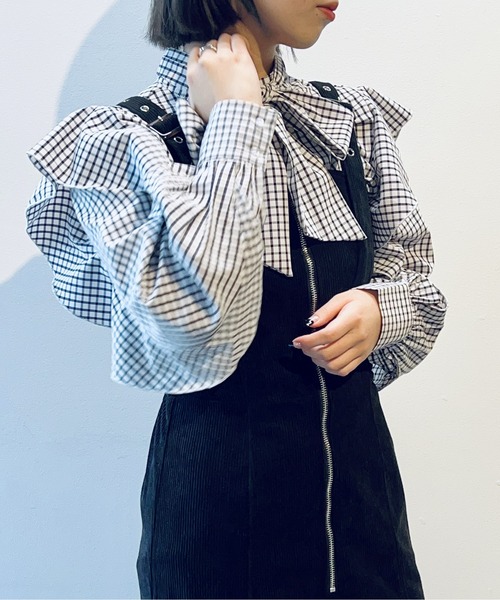 one way（ワンウェイ）の「ラッフルスリーブボウタイブラウス（シャツ/ブラウス・レディース・ライトピンク/ホワイト/ホワイト系その他・FREE）」の7枚目の写真