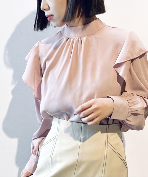 one way（ワンウェイ）の「ラッフルスリーブボウタイブラウス（シャツ/ブラウス・レディース・ライトピンク/ホワイト/ホワイト系その他・FREE）」の13枚目の写真