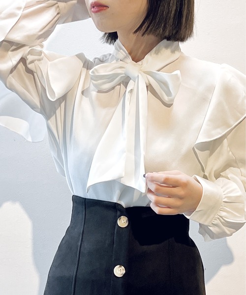 one way（ワンウェイ）の「ラッフルスリーブボウタイブラウス（シャツ/ブラウス・レディース・ライトピンク/ホワイト/ホワイト系その他・FREE）」の19枚目の写真