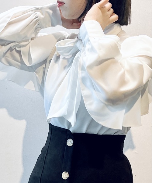 one way（ワンウェイ）の「ラッフルスリーブボウタイブラウス（シャツ/ブラウス・レディース・ライトピンク/ホワイト/ホワイト系その他・FREE）」の20枚目の写真