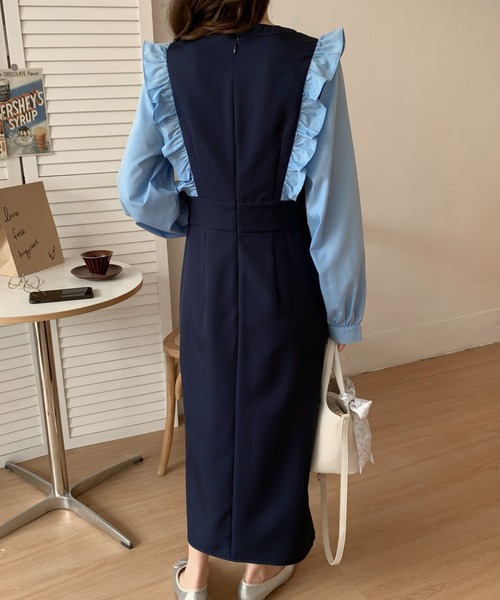 ABITOKYO(アビトーキョー)の「バイカラーショルダーフリルロングワンピース(ワンピース・レディース・ホワイト/ブルー・S/M)」の21枚目の写真