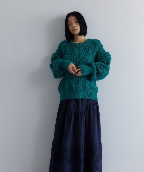 CASA FLINE（カーサフライン）の「フリンジハンドニットプルオーバー（ニット/セーター・レディース・ブラウン/グリーン/パープル/アイボリー・FREE）」の13枚目の写真