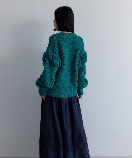 CASA FLINE（カーサフライン）の「フリンジハンドニットプルオーバー（ニット/セーター・レディース・ブラウン/グリーン/パープル/アイボリー・FREE）」の15枚目の写真