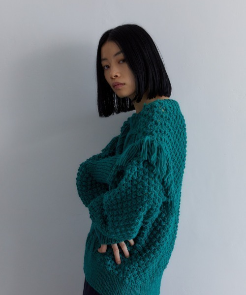 CASA FLINE（カーサフライン）の「フリンジハンドニットプルオーバー（ニット/セーター・レディース・ブラウン/グリーン/パープル/アイボリー・FREE）」の19枚目の写真
