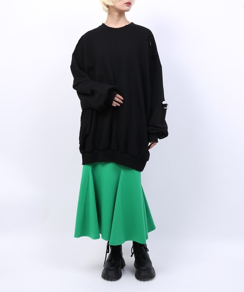 PUNYUS(プニュズ)の「クラッシュスウェット(スウェット・レディース・ワイン/杢グレー/ブラック・4/3)」の4枚目の写真