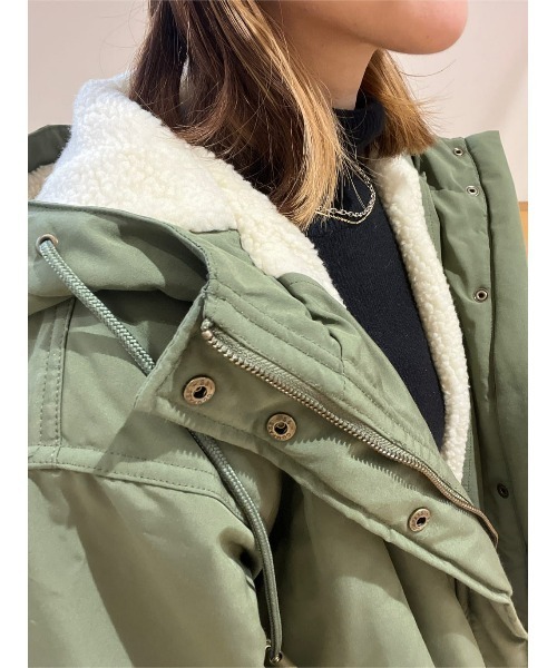 HONEYSUCKLE ROSE（ハニーサックルローズ）の「【HONEYSUCKLE ROSE】ボアミドルマウンテンパーカー（その他アウター・レディース・ブラック/カーキブラウン・M/L）」の9枚目の写真