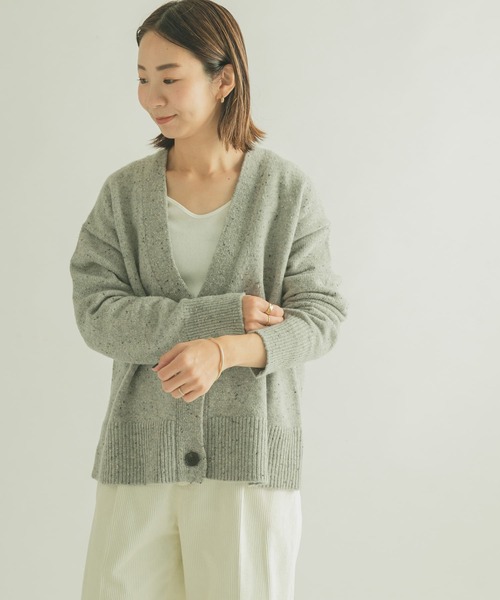 FORK&SPOON（フォークアンドスプーン）の「FORK&SPOON　ネップVネックショートカーディガン（カーディガン/ボレロ・レディース・ネイビー/ライトグレー・1）」の15枚目の写真