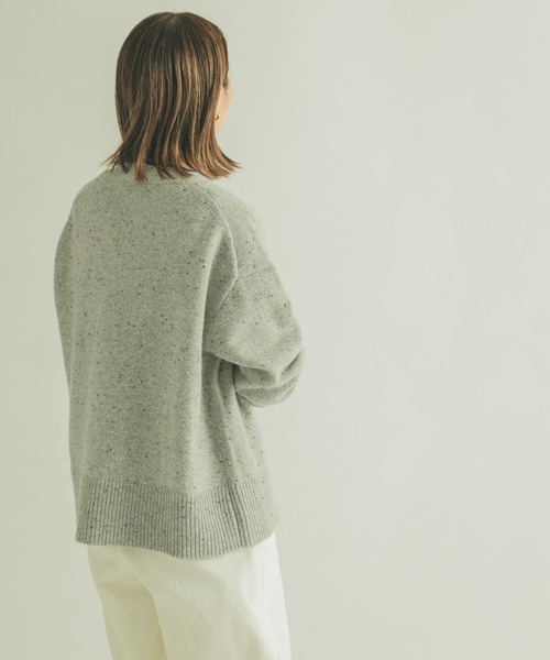 FORK&SPOON（フォークアンドスプーン）の「FORK&SPOON　ネップVネックショートカーディガン（カーディガン/ボレロ・レディース・ネイビー/ライトグレー・1）」の3枚目の写真