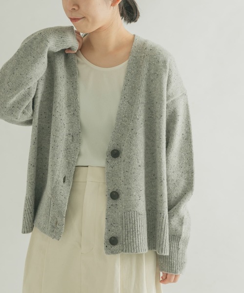 FORK&SPOON（フォークアンドスプーン）の「FORK&SPOON　ネップVネックショートカーディガン（カーディガン/ボレロ・レディース・ネイビー/ライトグレー・1）」の19枚目の写真