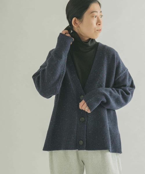 FORK&SPOON（フォークアンドスプーン）の「FORK&SPOON　ネップVネックショートカーディガン（カーディガン/ボレロ・レディース・ネイビー/ライトグレー・1）」の5枚目の写真