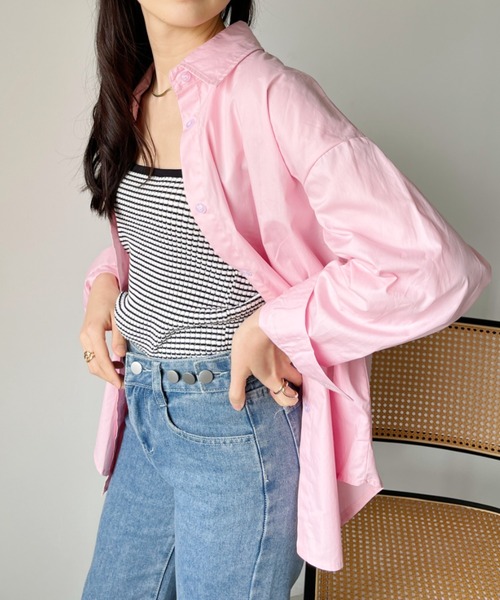 CLEA(クレア)の「ストライプアソート無地オーバーサイズシャツ(シャツ/ブラウス・レディース・ブルー/ピンク/ホワイト・FREE)」の21枚目の写真