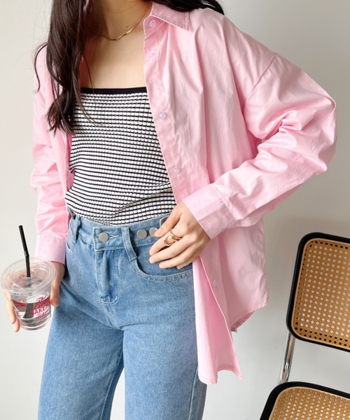 CLEA(クレア)の「ストライプアソート無地オーバーサイズシャツ(シャツ/ブラウス・レディース・ブルー/ピンク/ホワイト・FREE)」の22枚目の写真