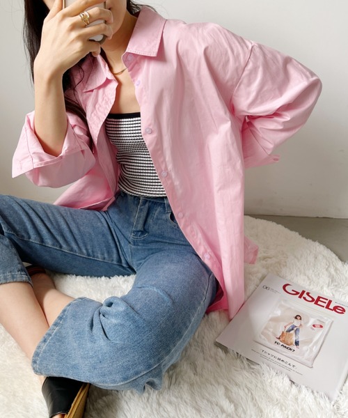 セール】ストライプアソート無地オーバーサイズシャツ（シャツ