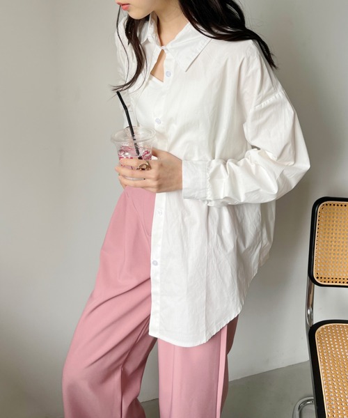 CLEA(クレア)の「ストライプアソート無地オーバーサイズシャツ(シャツ/ブラウス・レディース・ブルー/ピンク/ホワイト・FREE)」の8枚目の写真