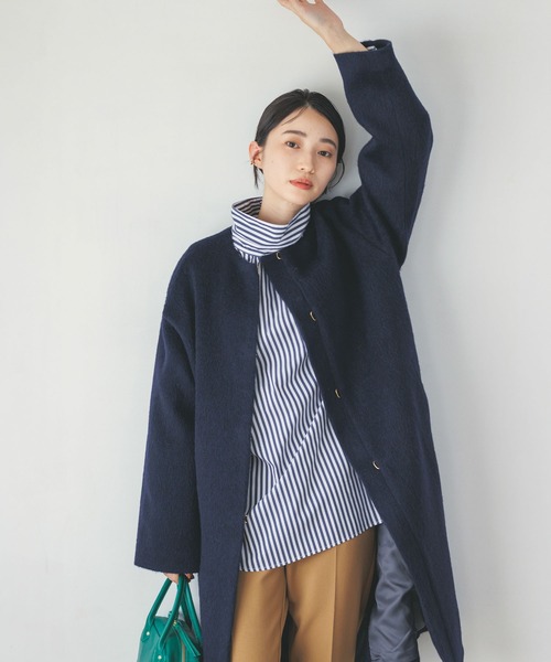 Gready Brilliant（グレディブリリアン）の「Ｗシャギーノーカラーコート（ノーカラーコート・レディース・グレイッシュベージュ/サックスブルー/ネイビー・38）」の3枚目の写真