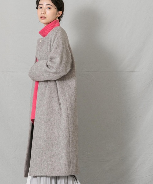 Gready Brilliant（グレディブリリアン）の「Ｗシャギーノーカラーコート（ノーカラーコート・レディース・グレイッシュベージュ/サックスブルー/ネイビー・38）」の2枚目の写真