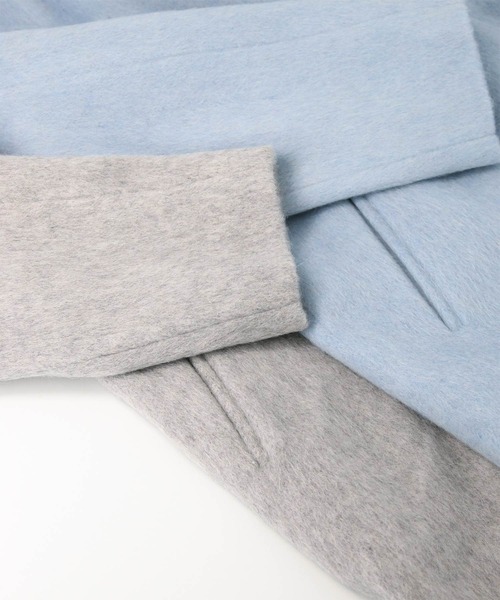 Gready Brilliant（グレディブリリアン）の「Ｗシャギーノーカラーコート（ノーカラーコート・レディース・グレイッシュベージュ/サックスブルー/ネイビー・38）」の13枚目の写真