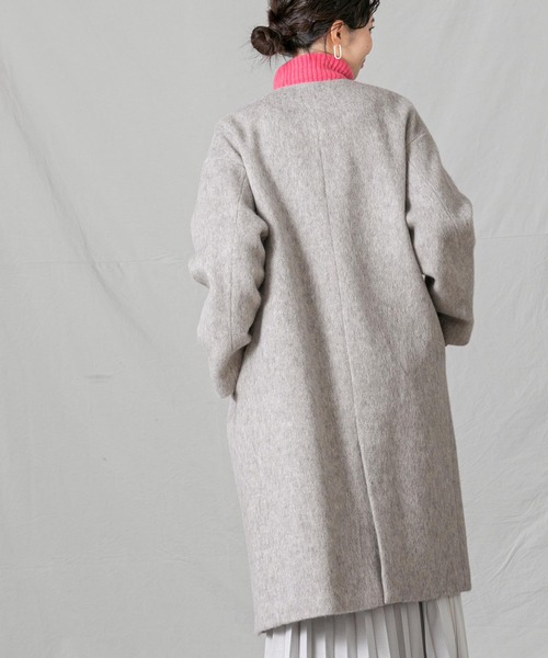Gready Brilliant（グレディブリリアン）の「Ｗシャギーノーカラーコート（ノーカラーコート・レディース・グレイッシュベージュ/サックスブルー/ネイビー・38）」の8枚目の写真