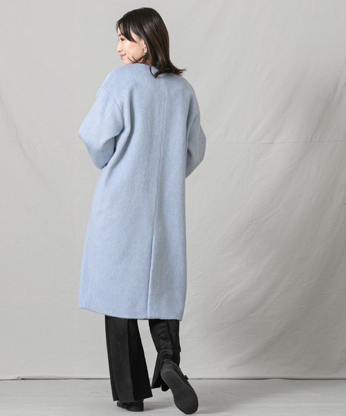 Gready Brilliant（グレディブリリアン）の「Ｗシャギーノーカラーコート（ノーカラーコート・レディース・グレイッシュベージュ/サックスブルー/ネイビー・38）」の18枚目の写真